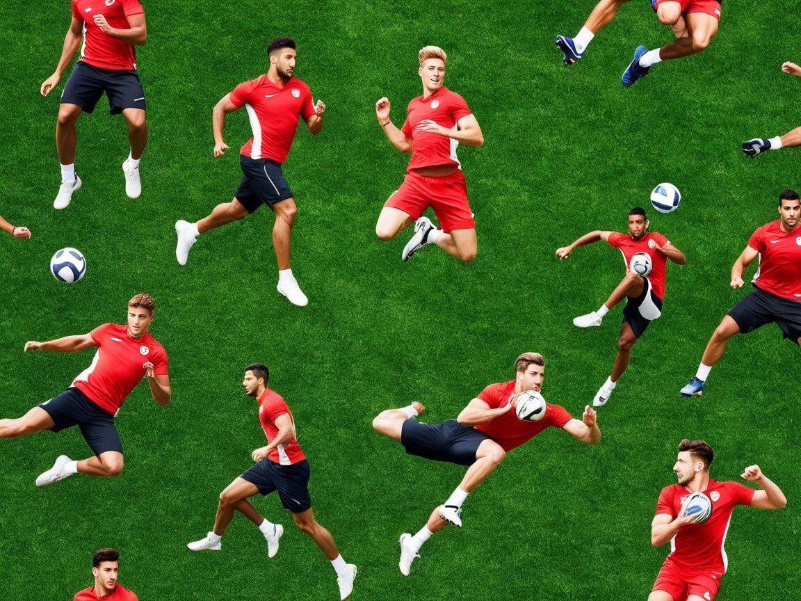 Collage of Male Soccer Players in Athletic Poses