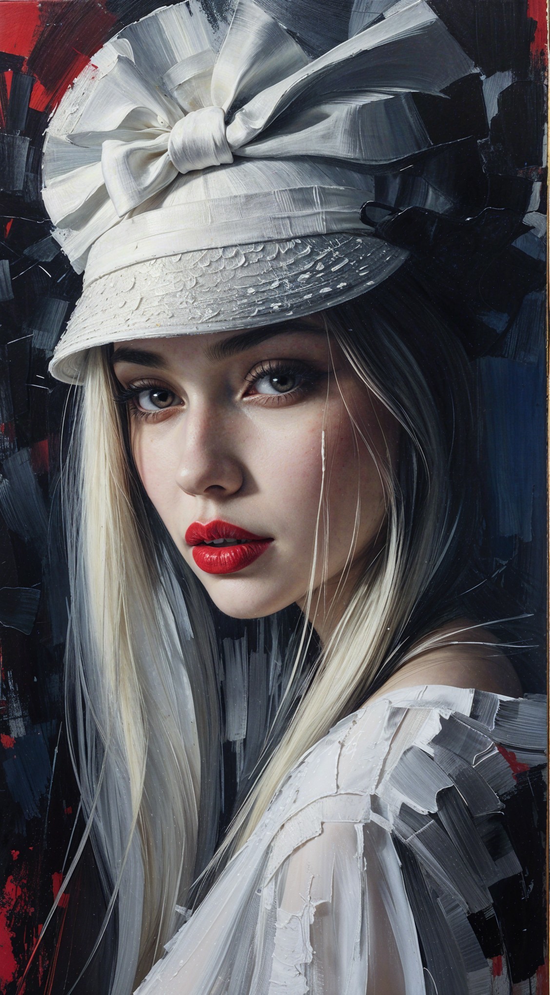 Portrait of a Young Woman with Blonde Hair and Hat