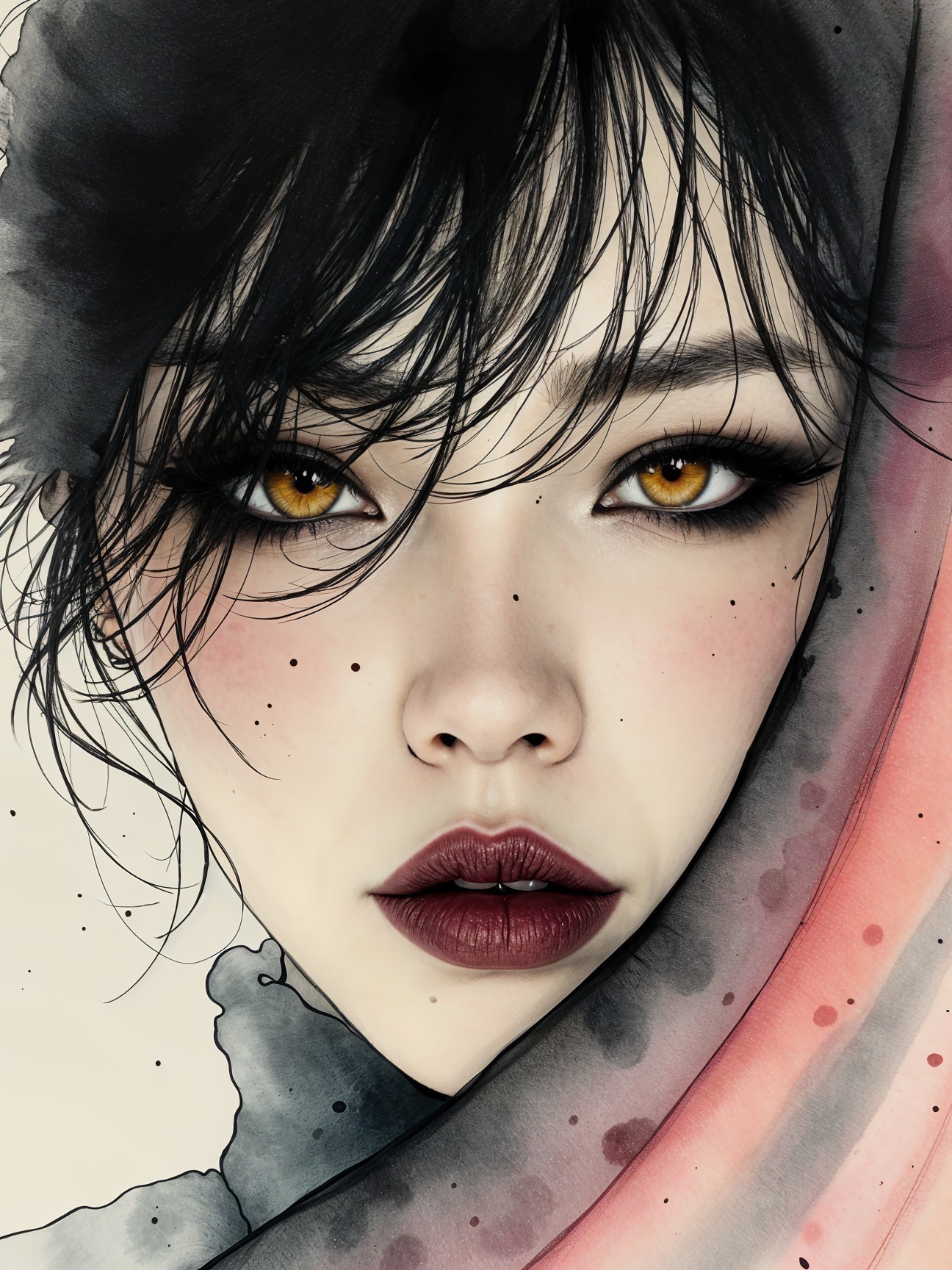 Close-Up Portrait of a Woman with Golden Eyes