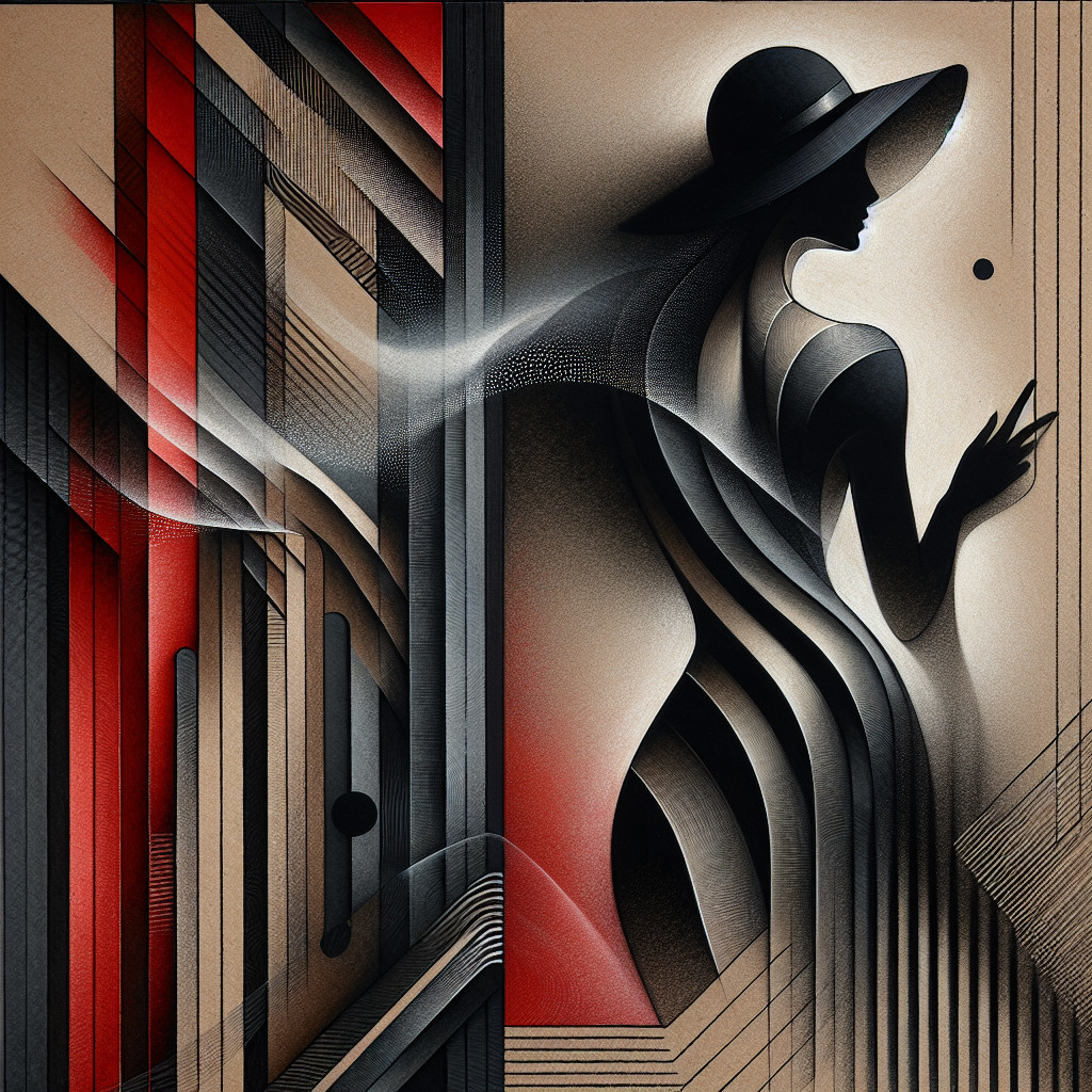 Silhouette of Woman in Geometric Pattern Artwork