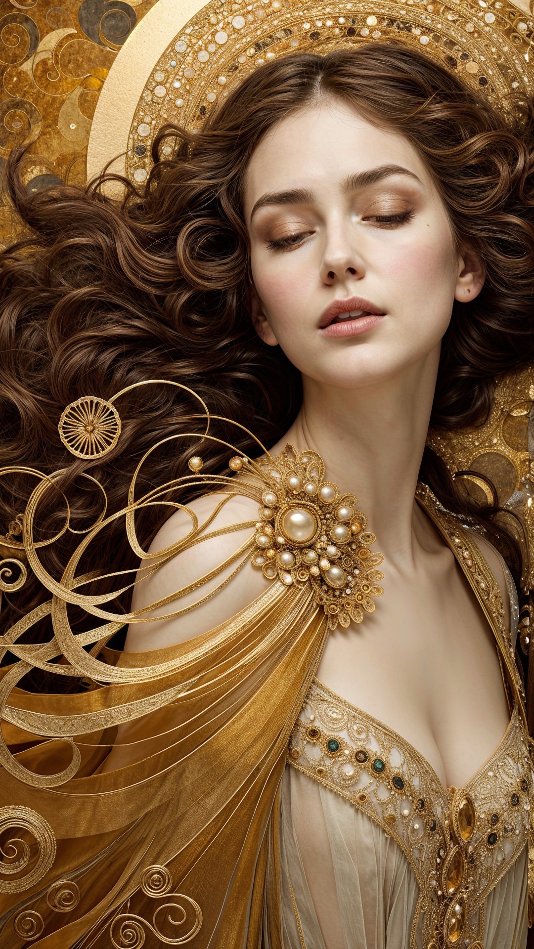 Portrait of a woman in luxurious golden attire