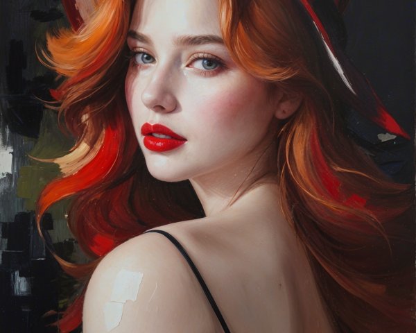 Portrait of a Young Woman with Red Hair and Hat