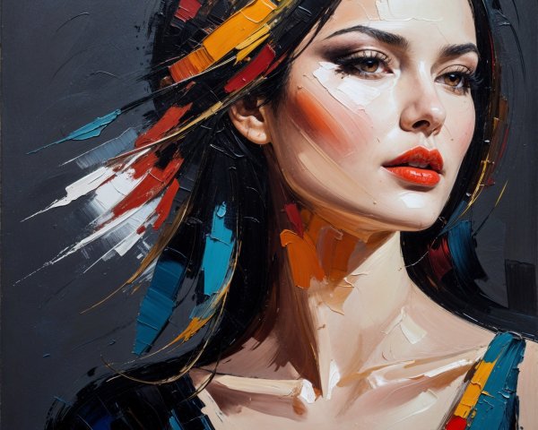 Expressive Portrait of a Woman with Vibrant Colors