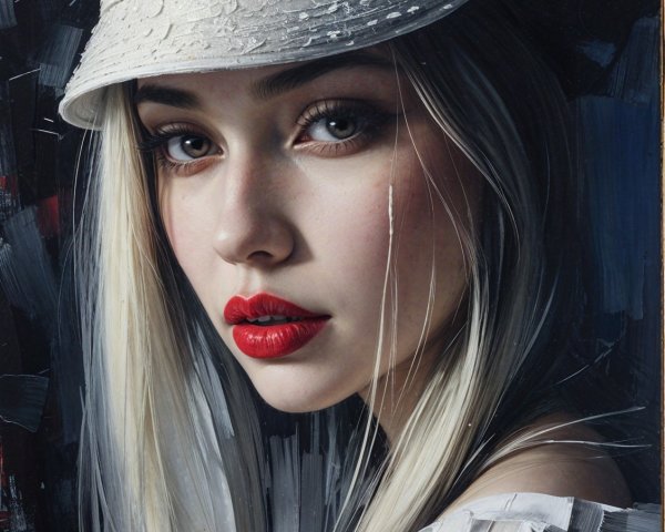 Portrait of a Young Woman with Blonde Hair and Hat