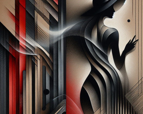 Silhouette of Woman in Geometric Pattern Artwork