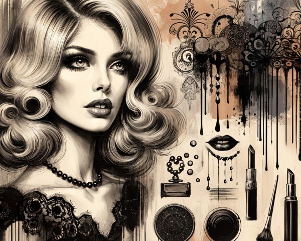 Glamorous Portrait of a Woman with Vintage Hair and Makeup
