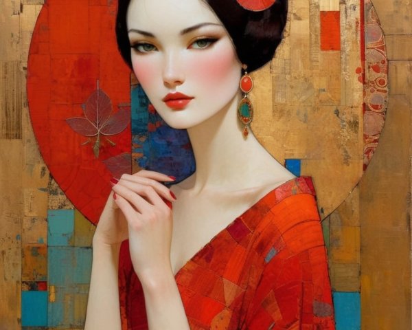 Portrait of a Young Woman in Abstract Setting