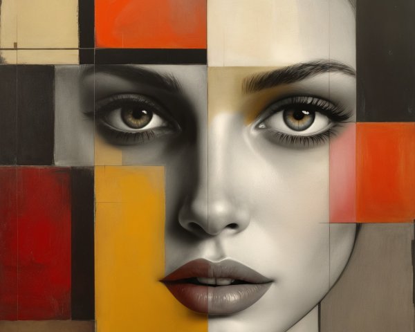 Geometric Portrait of a Woman in Bold Colors