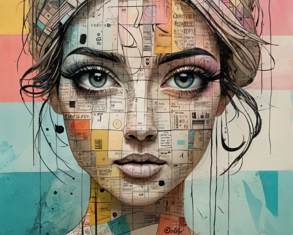 Portrait of a Young Woman with Geometric Patterns