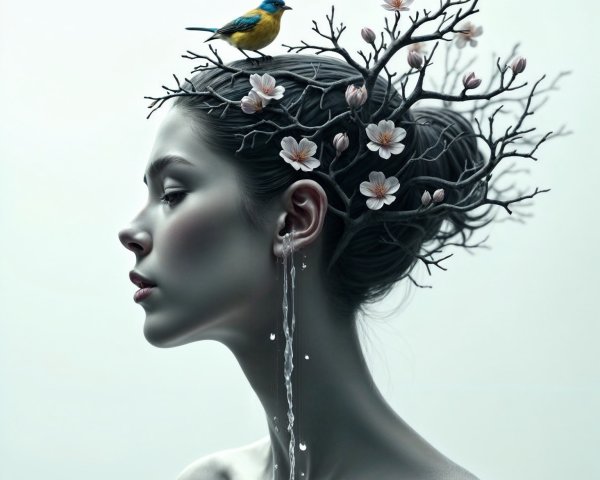 Portrait of a woman with floral crown and gentle lighting