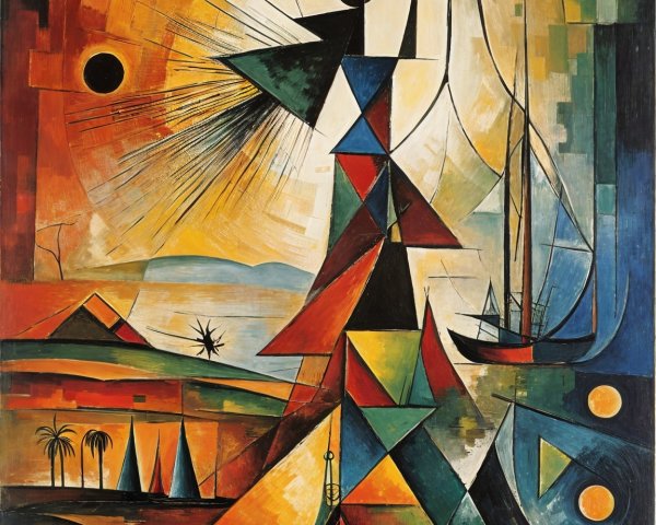 Vibrant Abstract Artwork with Geometric Shapes and Colors