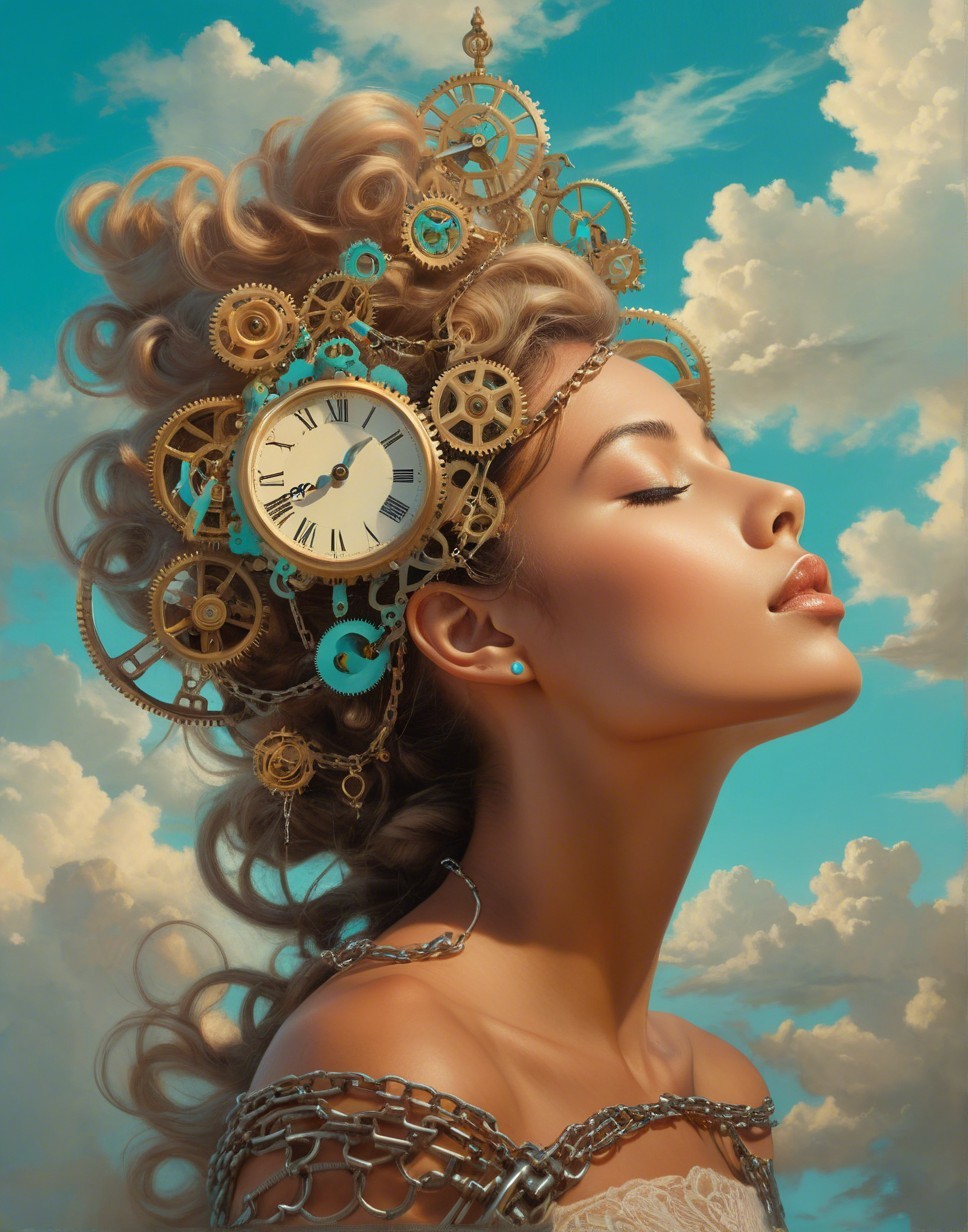 Hyperrealistic Digital Painting of Young Woman in Steampunk