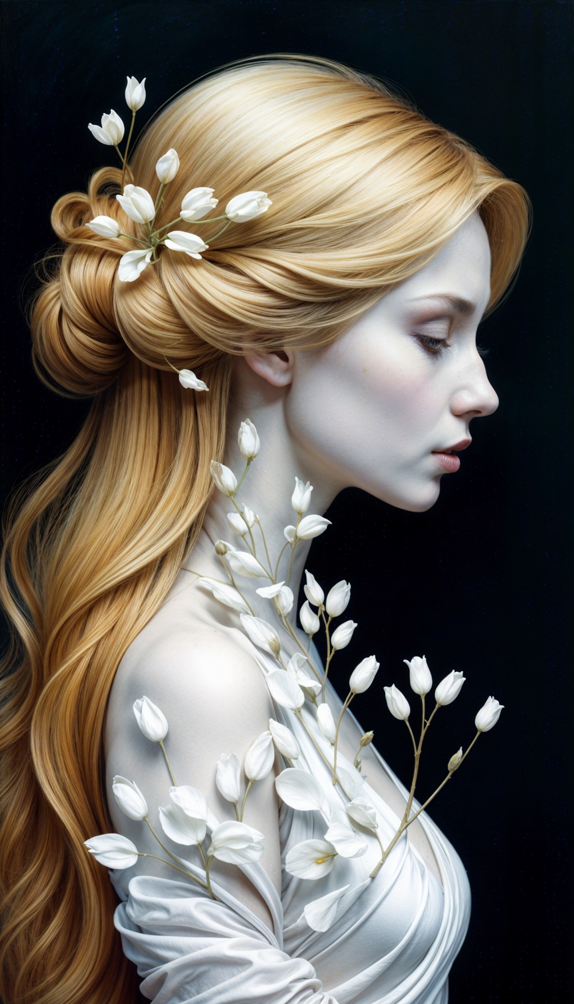 Serene Portrait of a Young Woman with Flowers