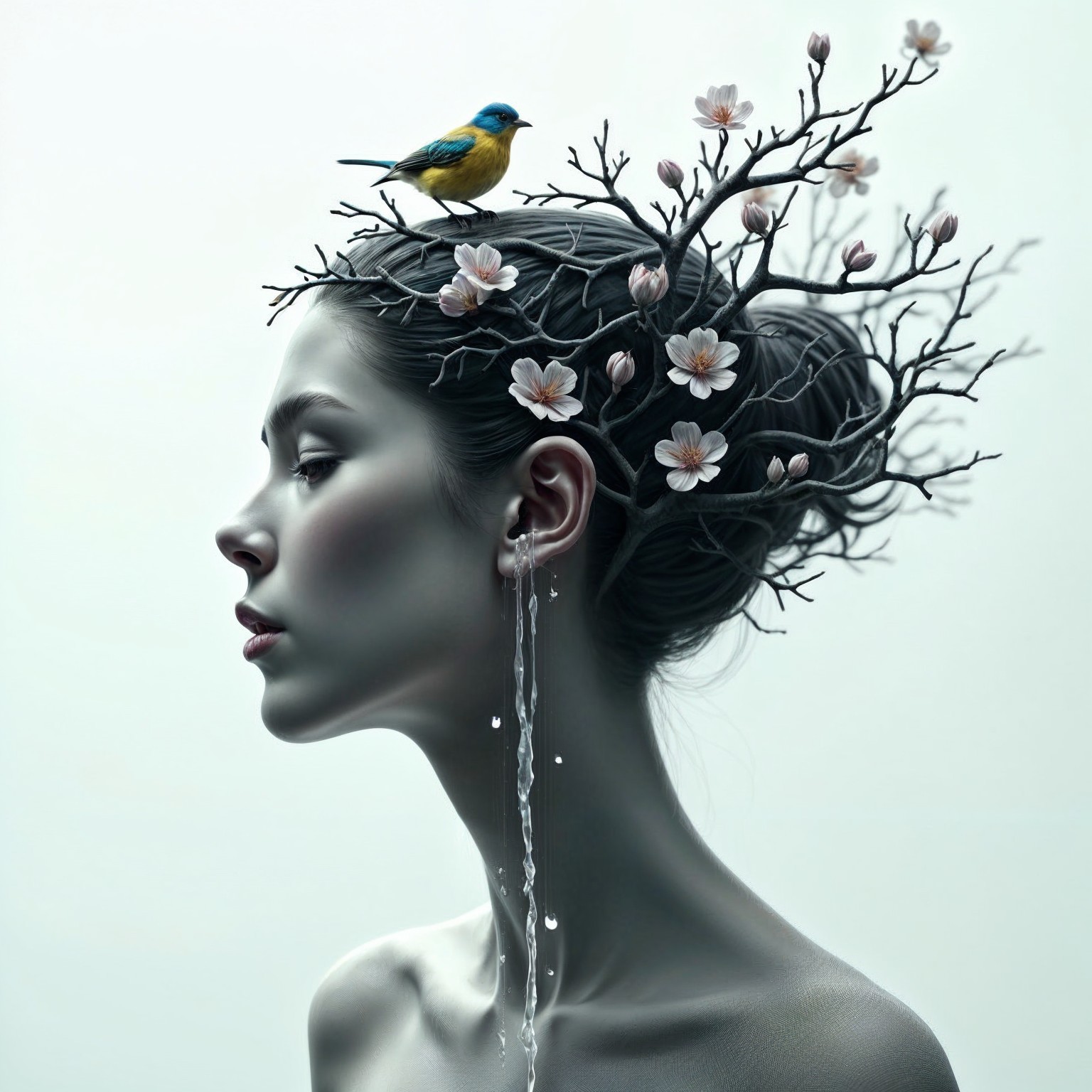 Portrait of a woman with floral crown and gentle lighting