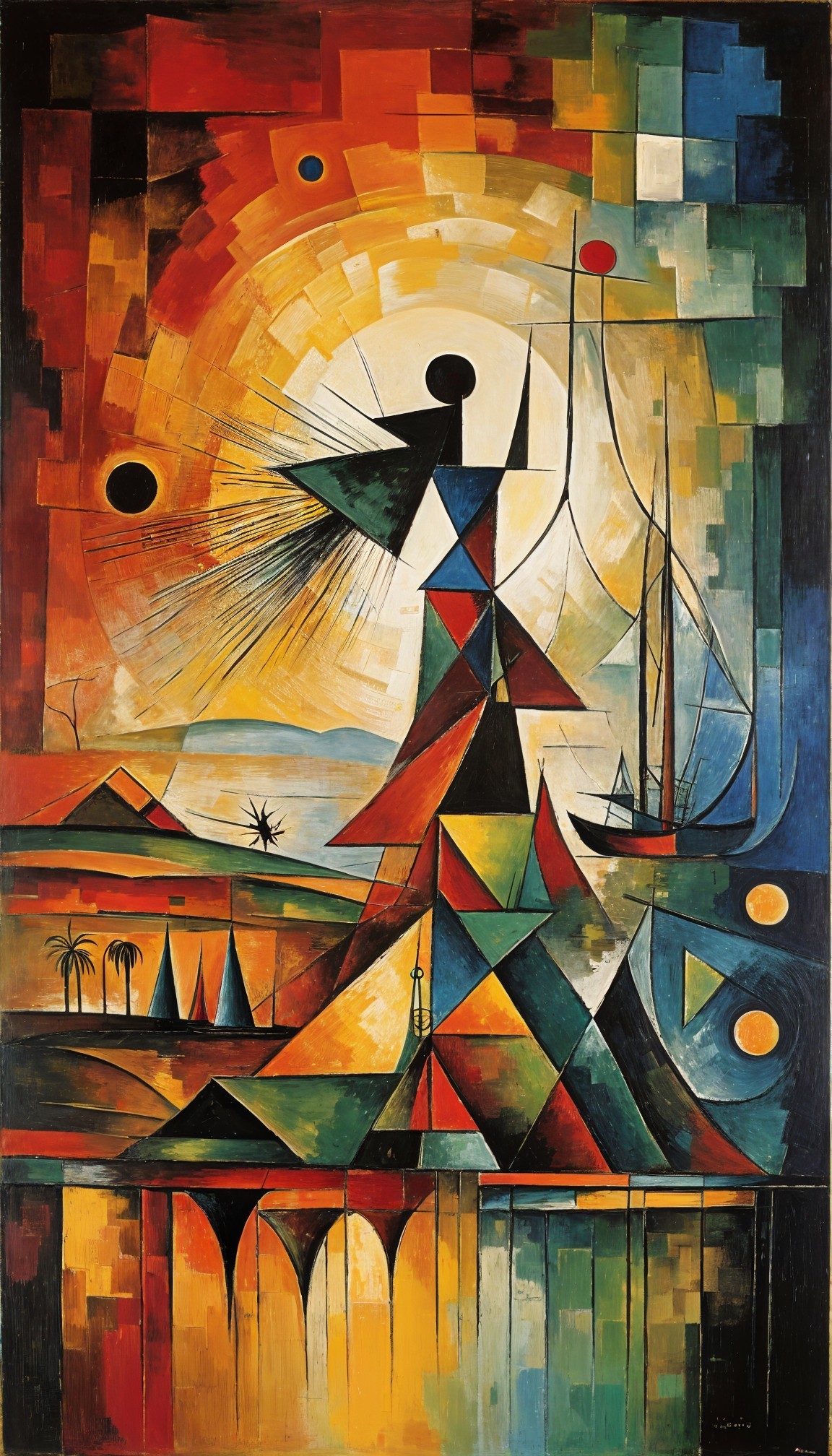 Vibrant Abstract Artwork with Geometric Shapes and Colors
