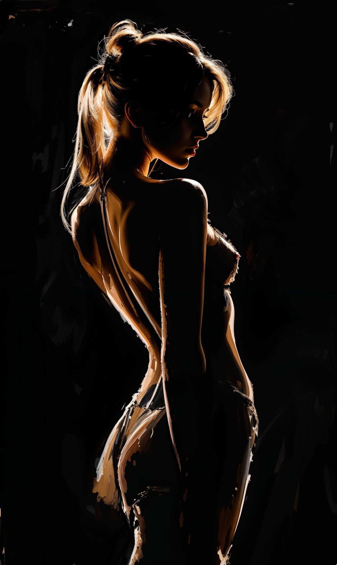 Silhouette of a Woman with Light and Shadow Contrast