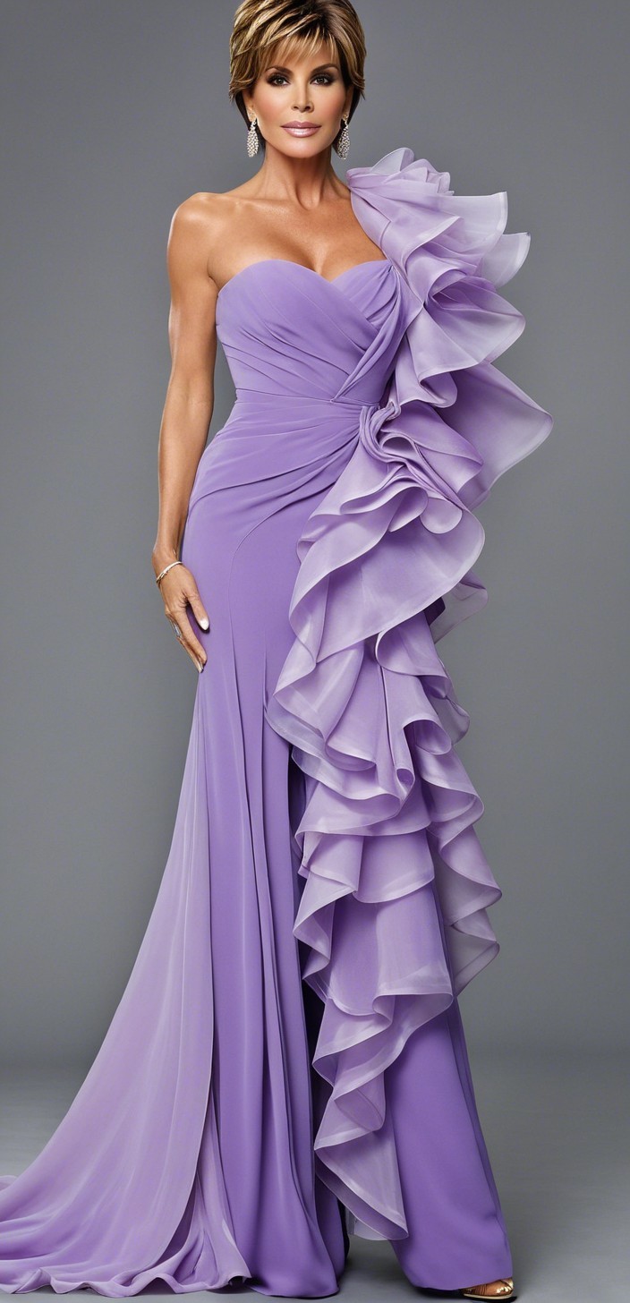 Stunning Woman in One-Shoulder Lavender Gown