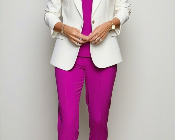 Chic Outfit of a Stylish Woman in Neutral Setting