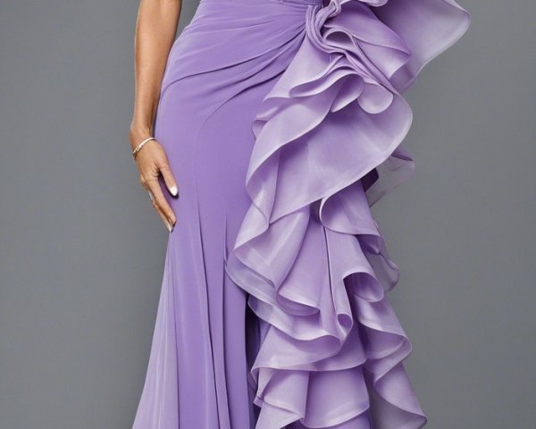 Stunning Woman in One-Shoulder Lavender Gown