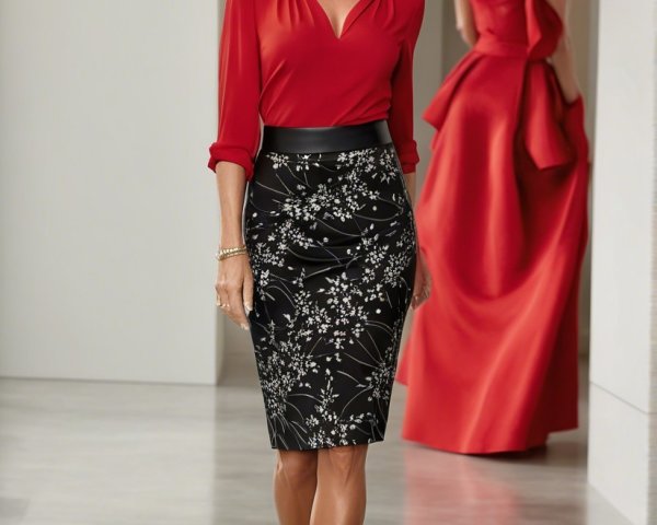Confident Women in Chic Fashion in Modern Hallway