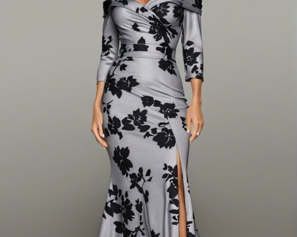Glamorous Off-the-Shoulder Dress with Floral Design