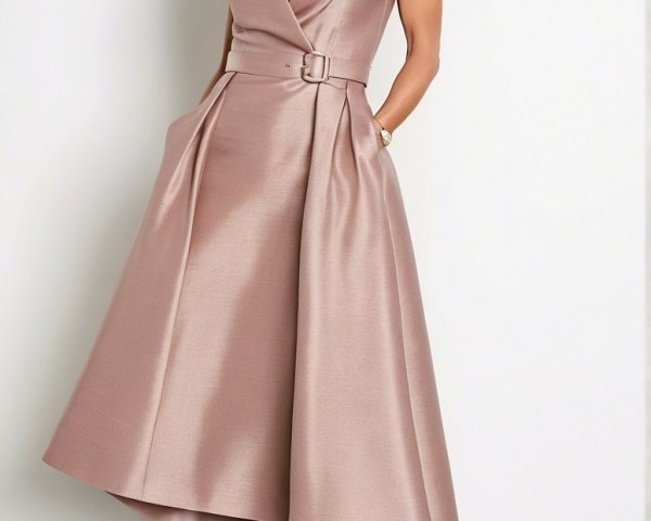 Blush Halter Dress with Asymmetrical Hem and Accessories