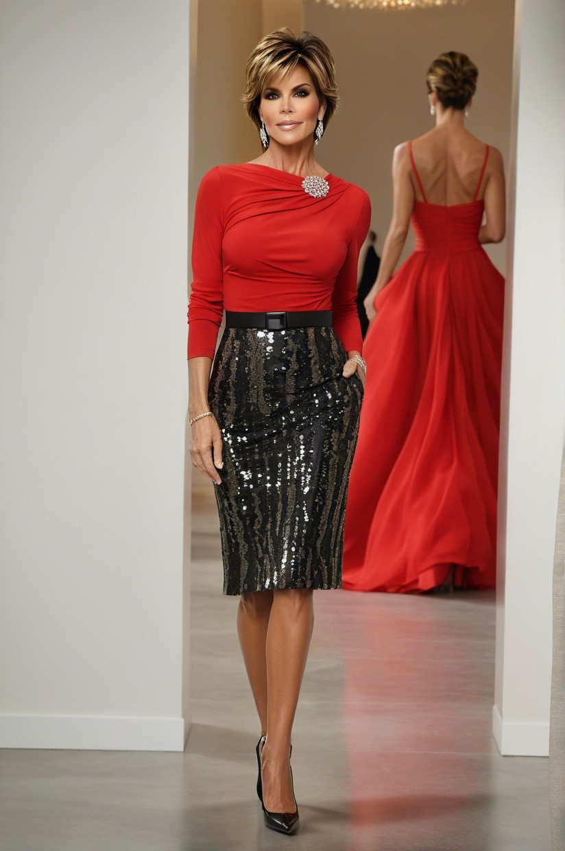 Stylish Woman in Elegant Boutique with Glamorous Fashion