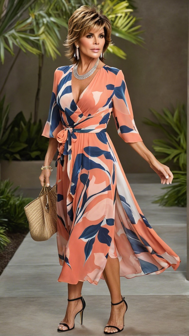 Floral Wrap Dress with Chic Accessories in Greenery