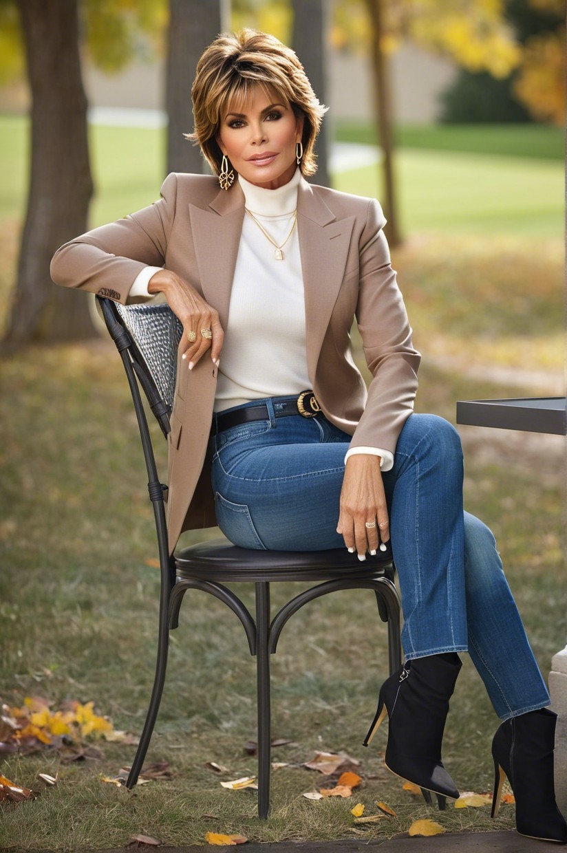 Elegant Woman in Outdoor Autumn Setting with Fashionable Attire