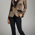 Confident Woman in Stylish Leopard-Print Blazer Outfit