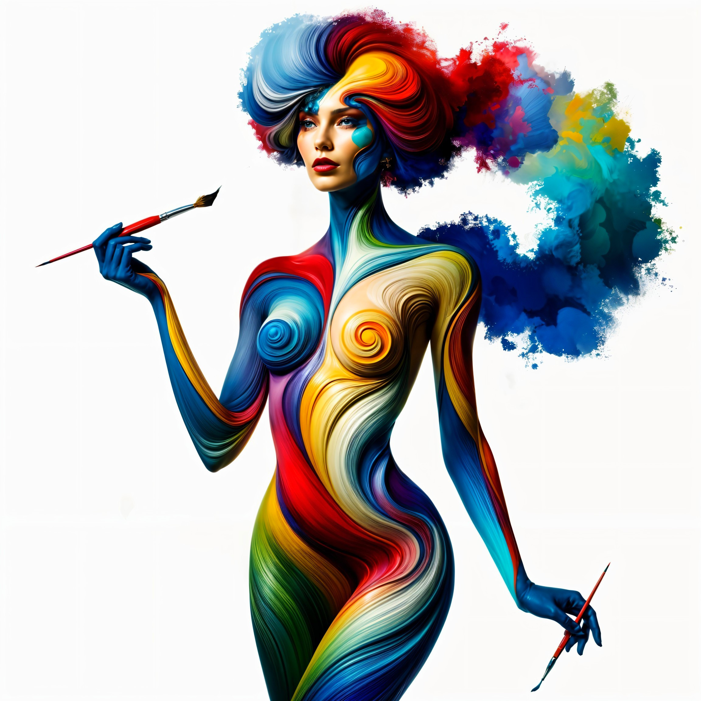 Abstract Figure of a Woman with Colorful Patterns