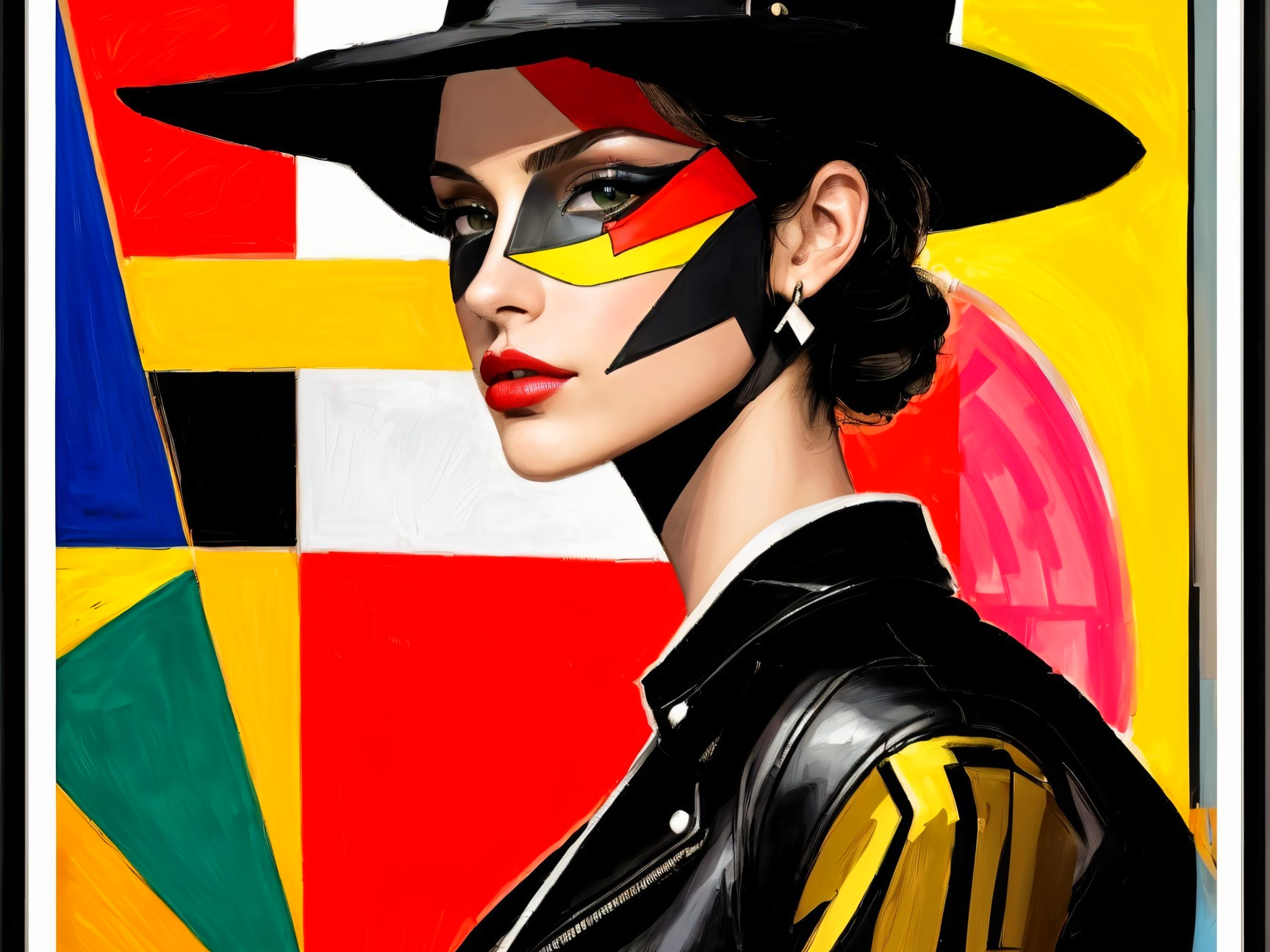 Striking Woman with Bold Geometric Face Paint