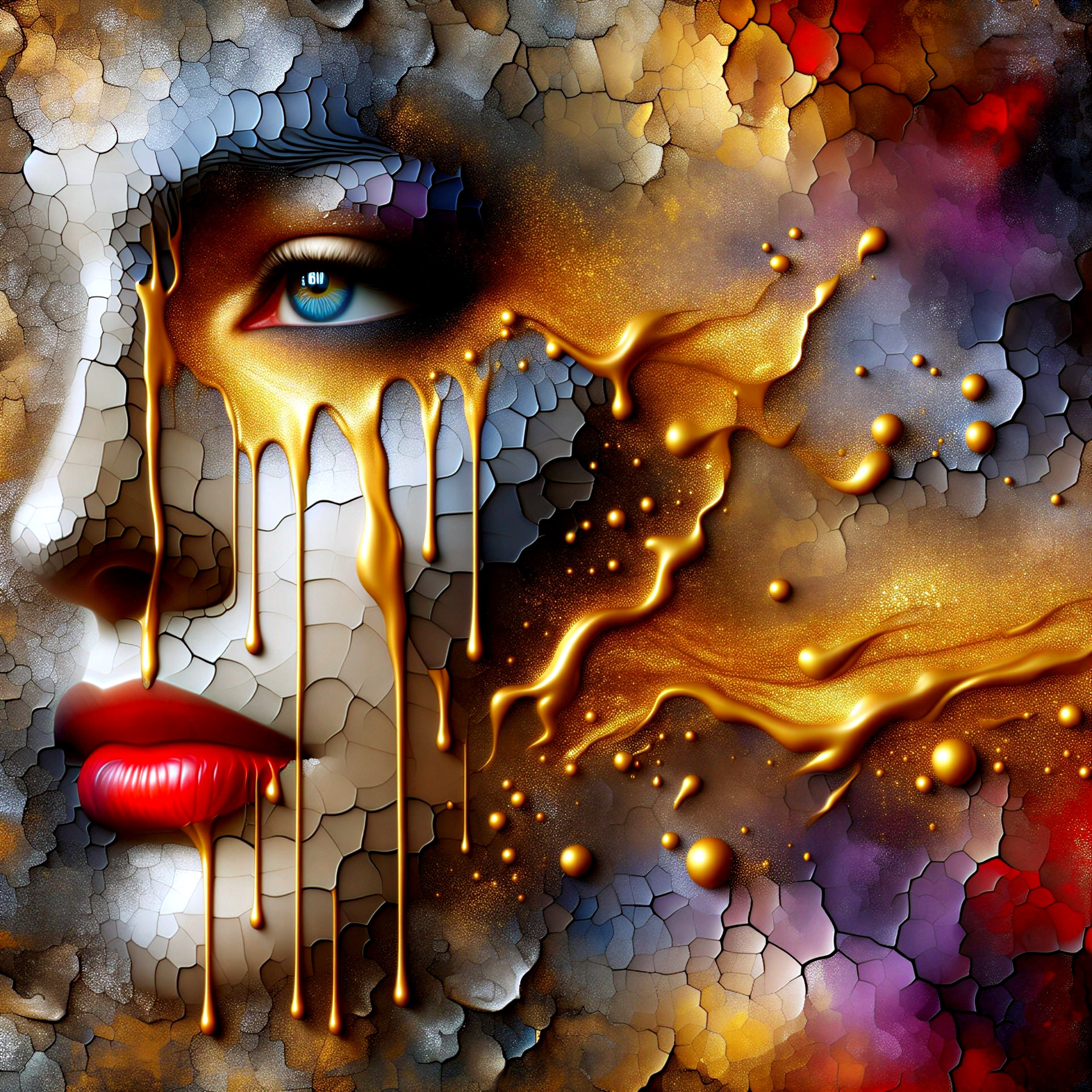 Abstract Portrait of a Woman with Vibrant Colors