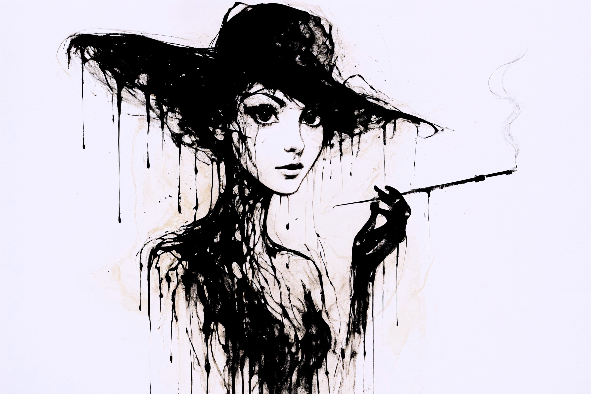 Artistic depiction of a woman in a stylish hat