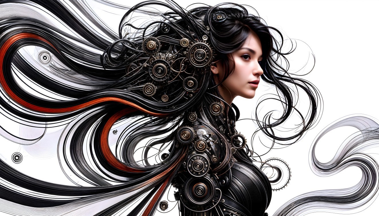 Futuristic Portrait of Woman with Mechanical Elements