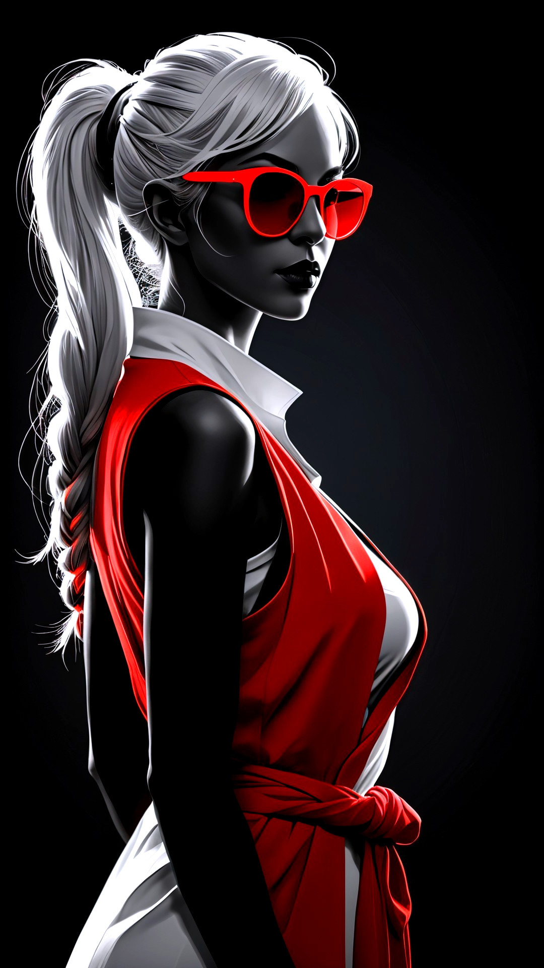 Profile of a Confident Woman in Bold Fashion Elements