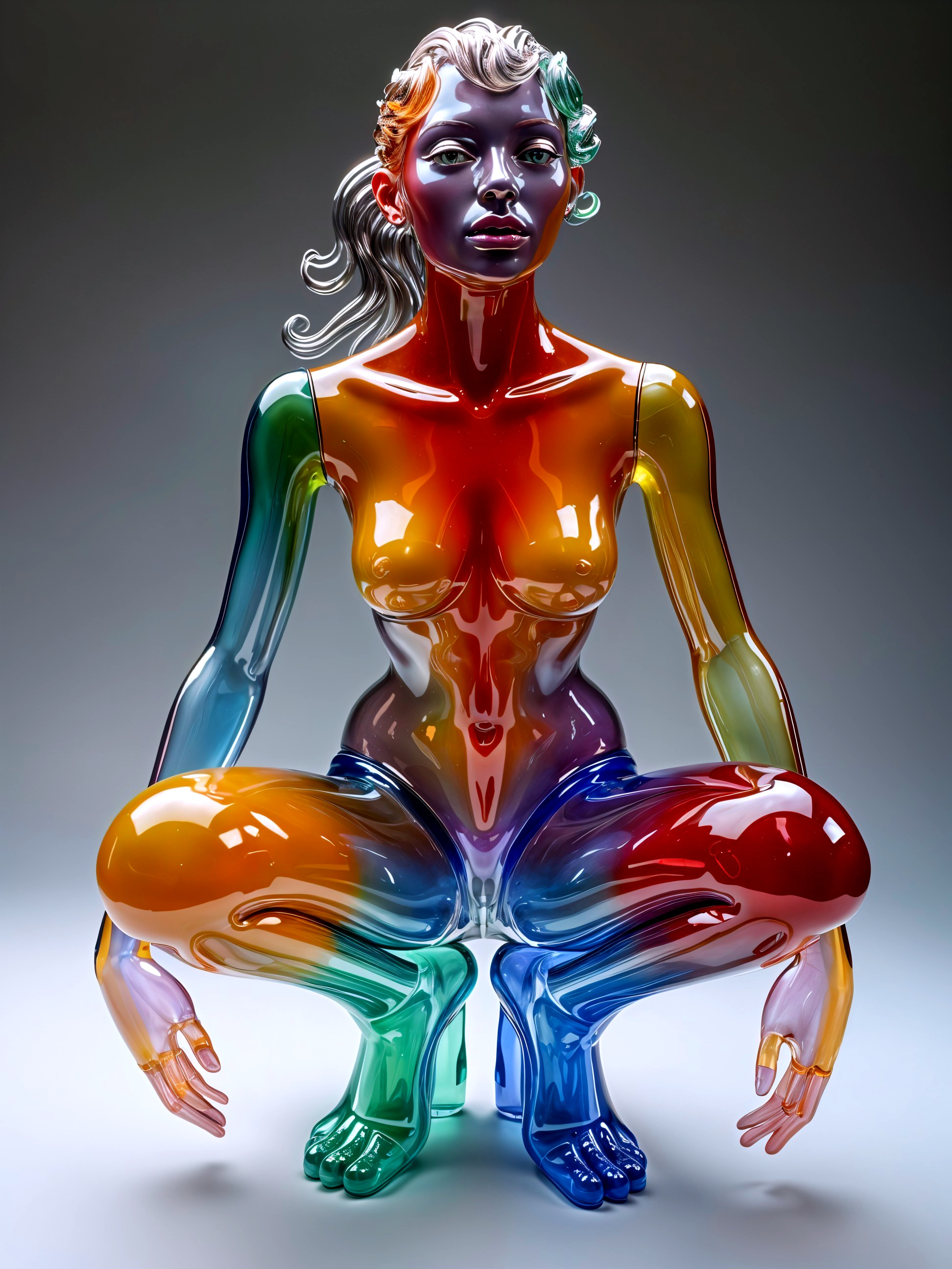 Translucent Colorful Humanoid Sculpture Description