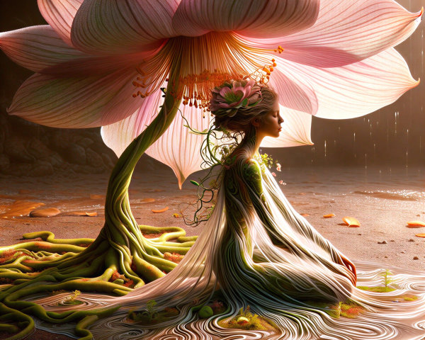 Nature-Inspired Skin Design and Serene Lotus Scene