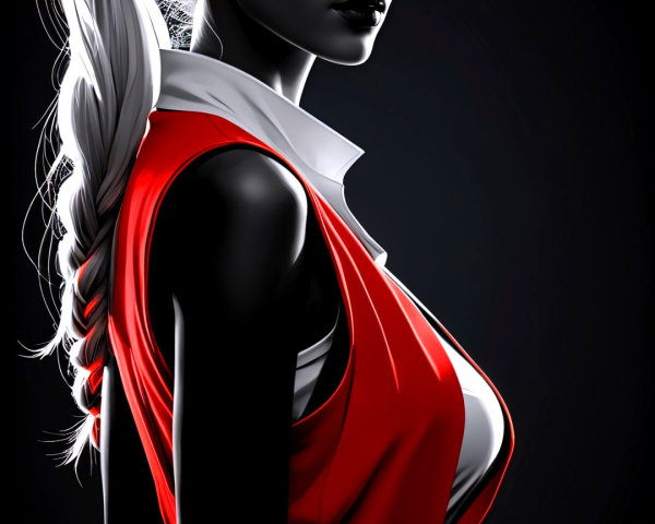 Profile of a Confident Woman in Bold Fashion Elements