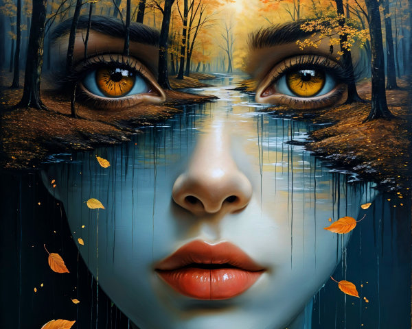 Surreal Portrait of a Woman with Reflective Water