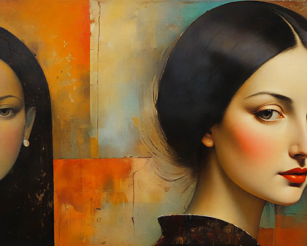 Oil Painting of Two Women in Warm Tones