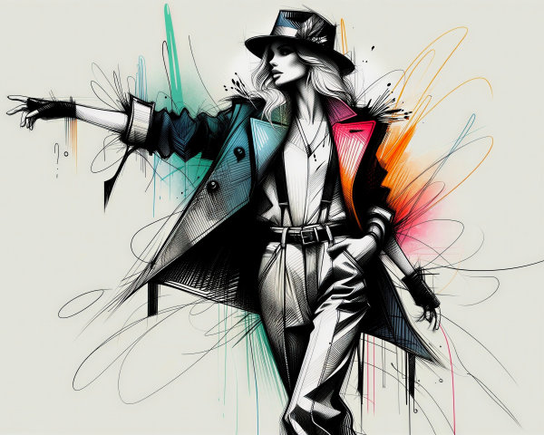 High-Fashion Illustration of a Confident Woman