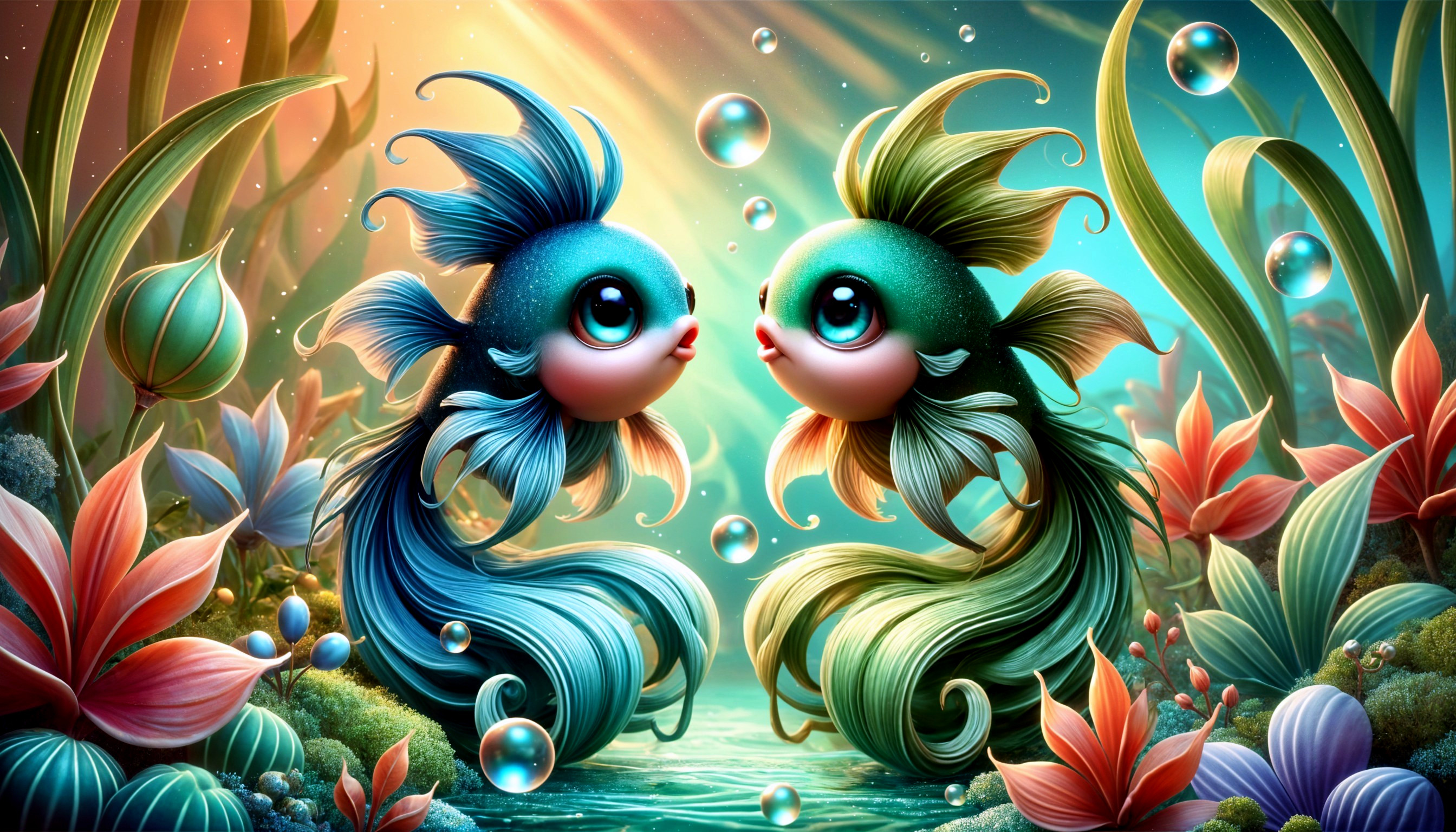 Underwater Scene with Colorful Fish and Plants