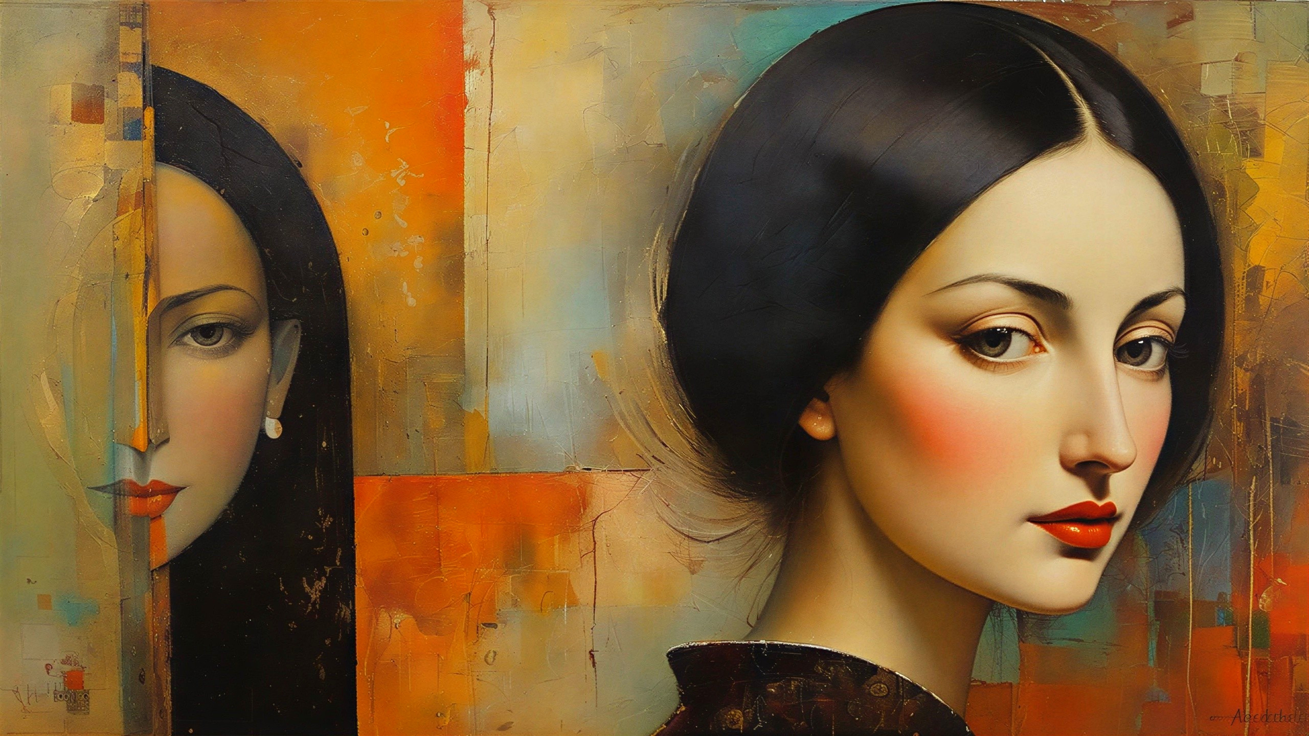 Oil Painting of Two Women in Warm Tones