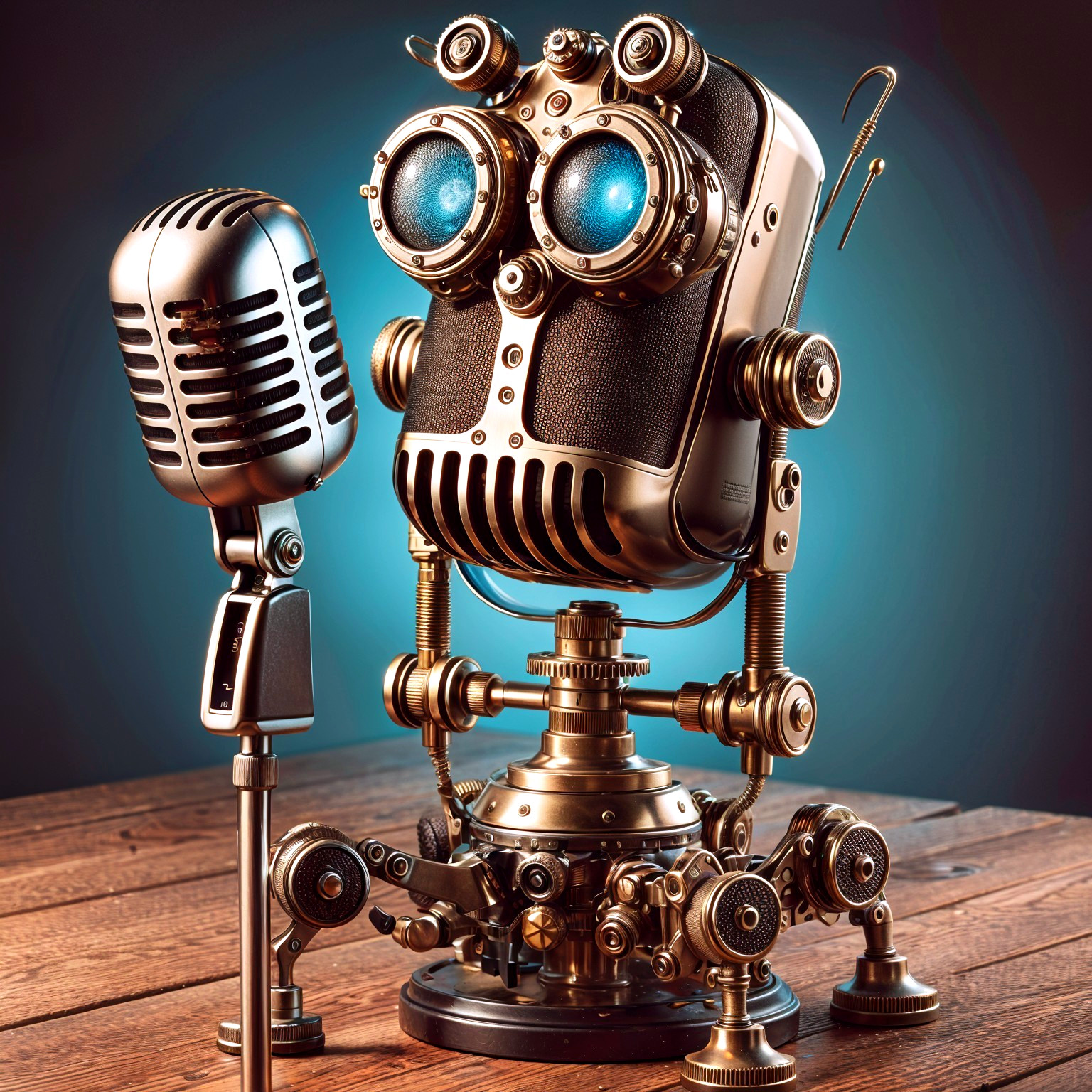 Whimsical Steampunk Robot with Brass Finish and Gears