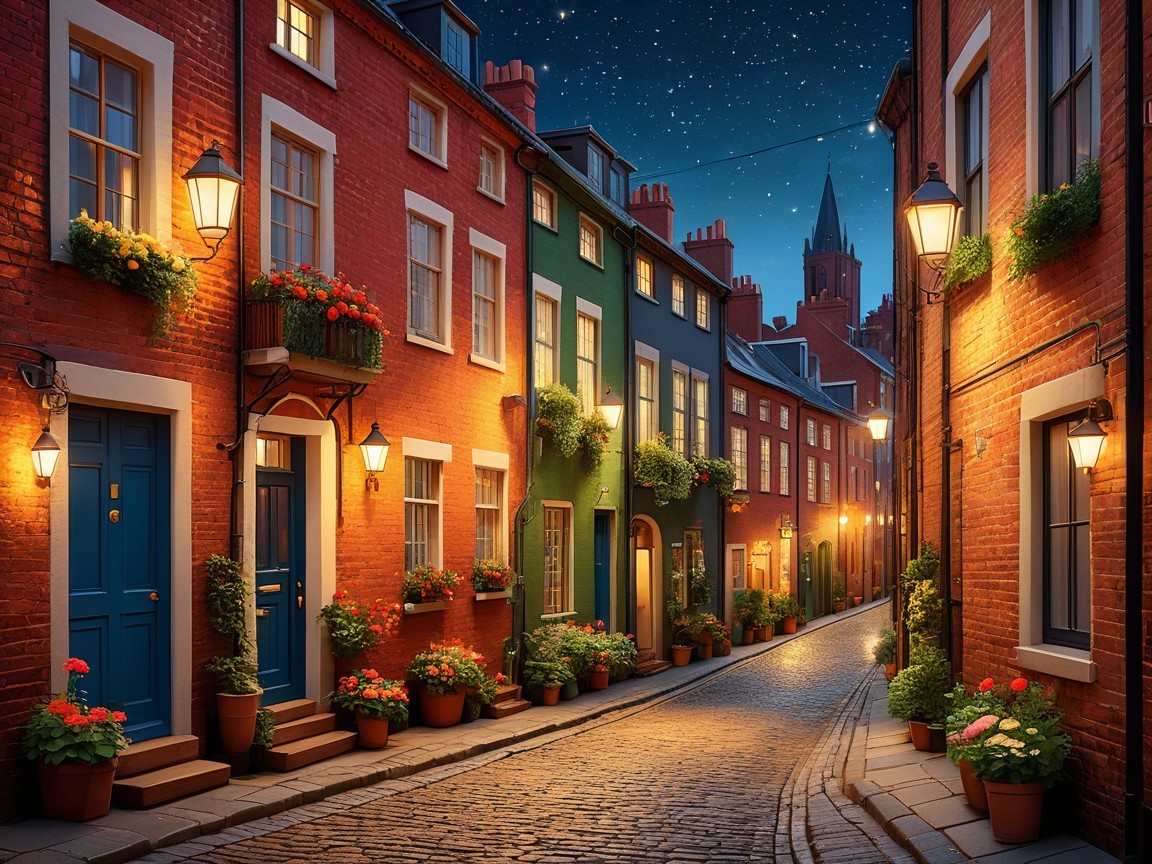 Charming Cobblestone Street with Colorful Houses