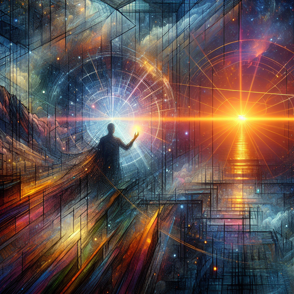 Surreal Cosmic Scene with Vibrant Colors and Patterns