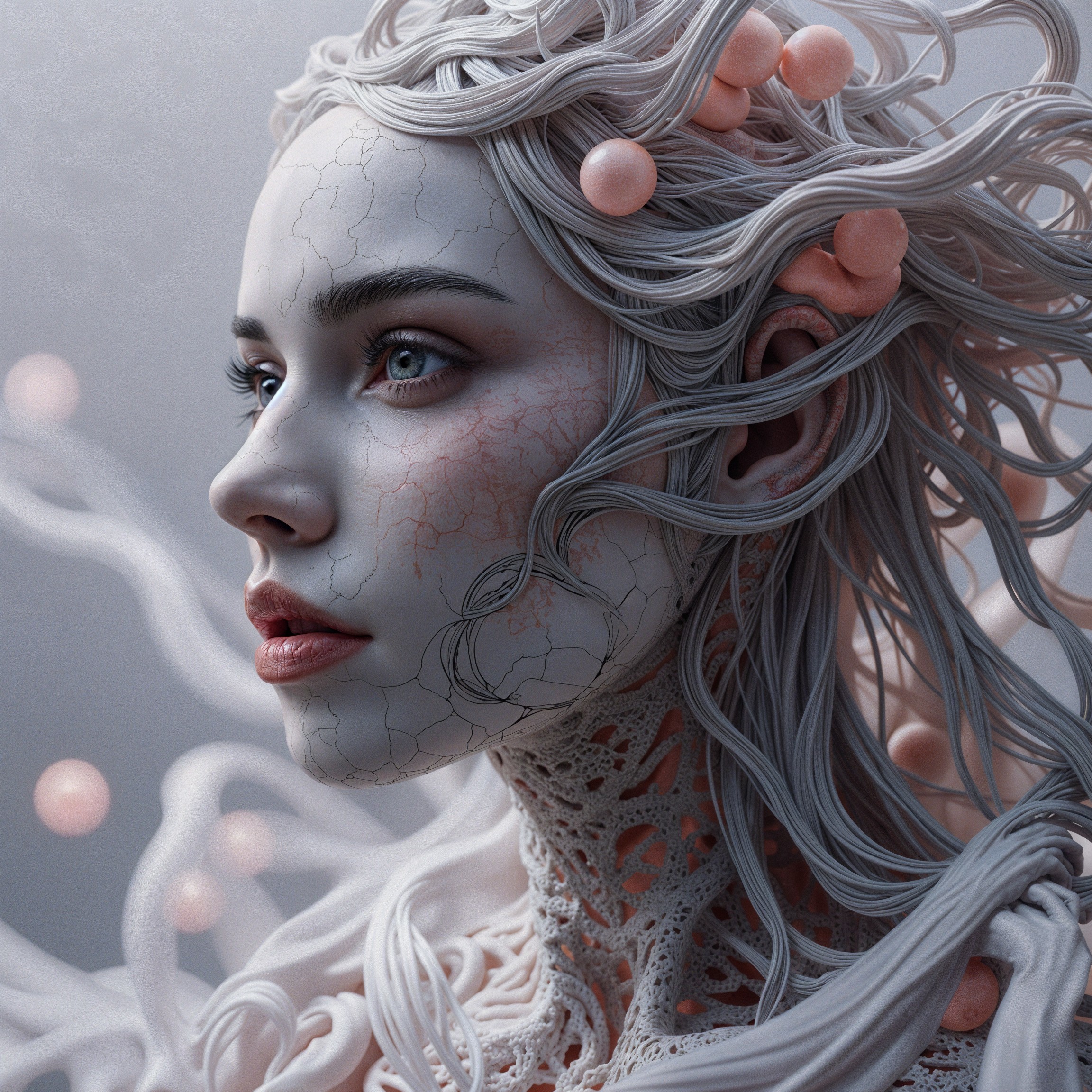 Surreal Portrait of a Woman with Ethereal Features