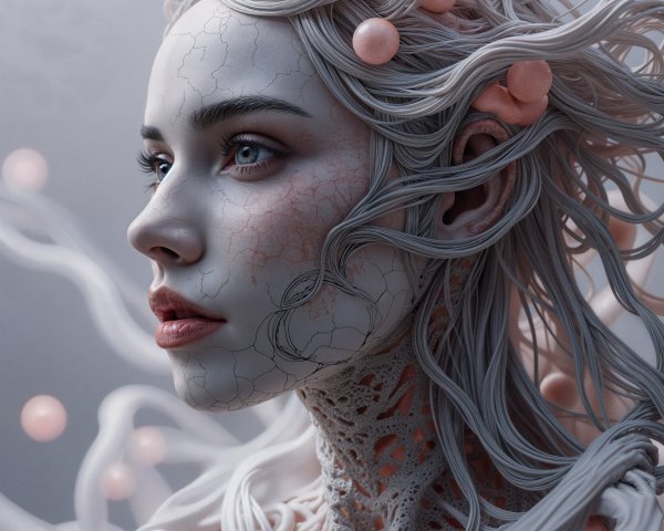 Surreal Portrait of a Woman with Ethereal Features