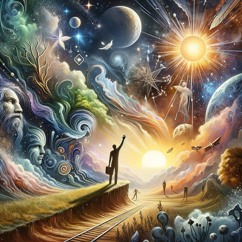 Surreal Cosmic Landscape with Vibrant Patterns and Colors